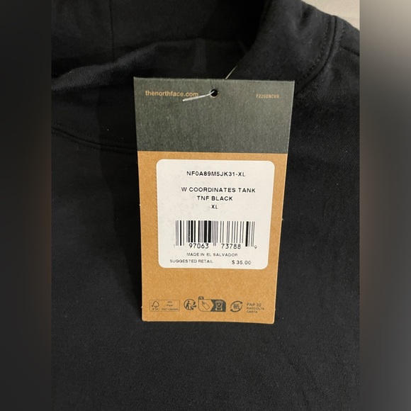NWT The North Face Coordinates Tank TNF Black White Sleeve Crop Size XL - Picture 3 of 6